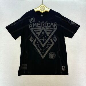 American‎ Fighter T Shirt Men's XXL Black Premium Athletics Graphic Print Casual